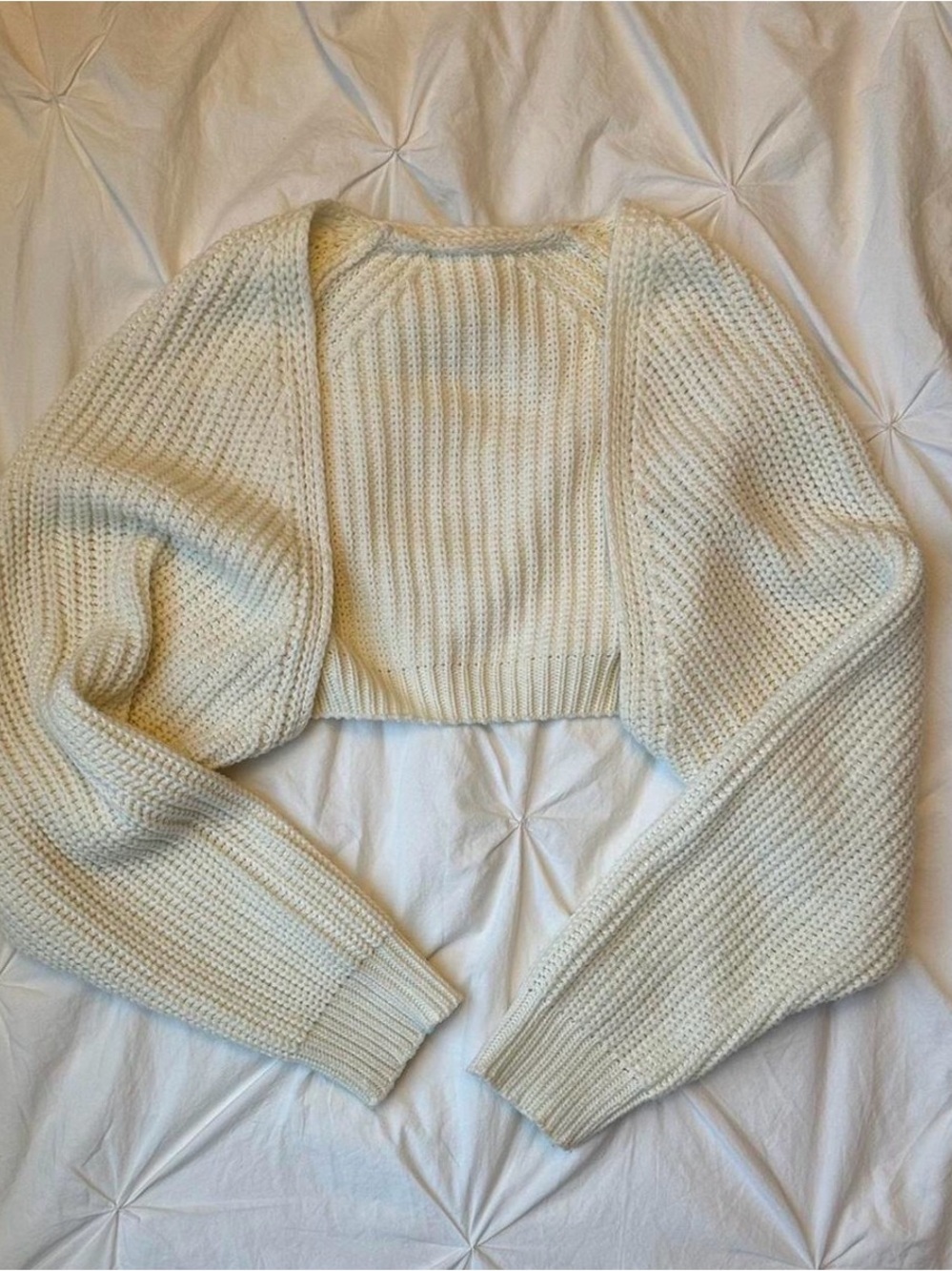 Cropped Cream Knit Sweater